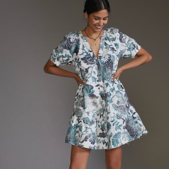 Pilcro Dresses & Skirts - Anthropologie Pilcro Puff Sleeve Button Front Tunic Dress